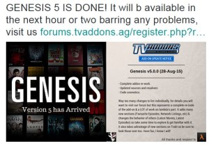 Read more about the article Isengard Kodi Genesis Addon 5 released